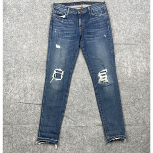 J Brand Ellis Straight Leg In Villain Patched and Repaired Jeans Size 27 Blue